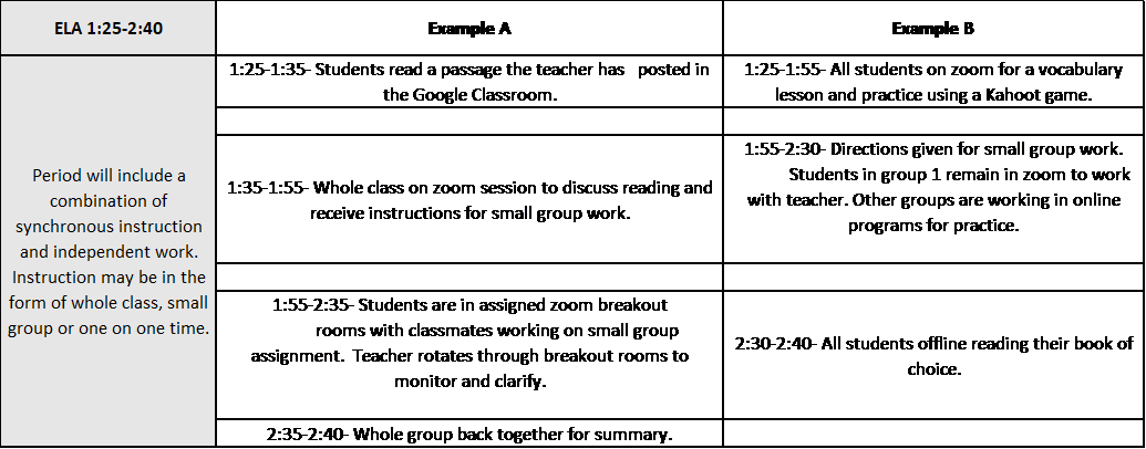 sample schedule image 